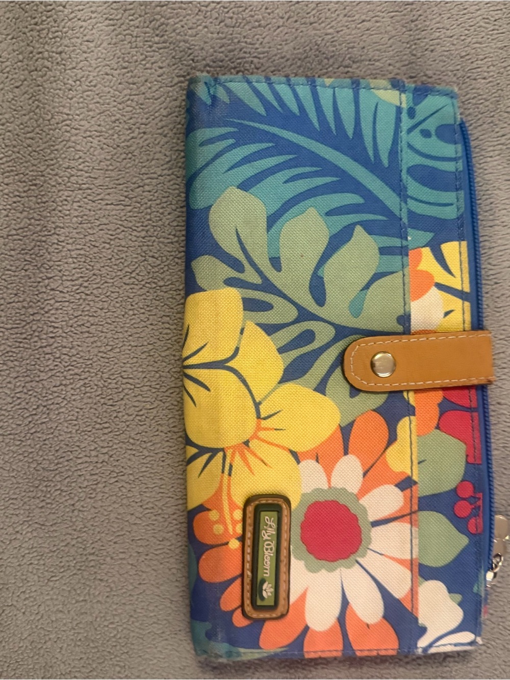 Lily Bloom Bright Floral Zip Pouch in Coral, Yellow & Blue